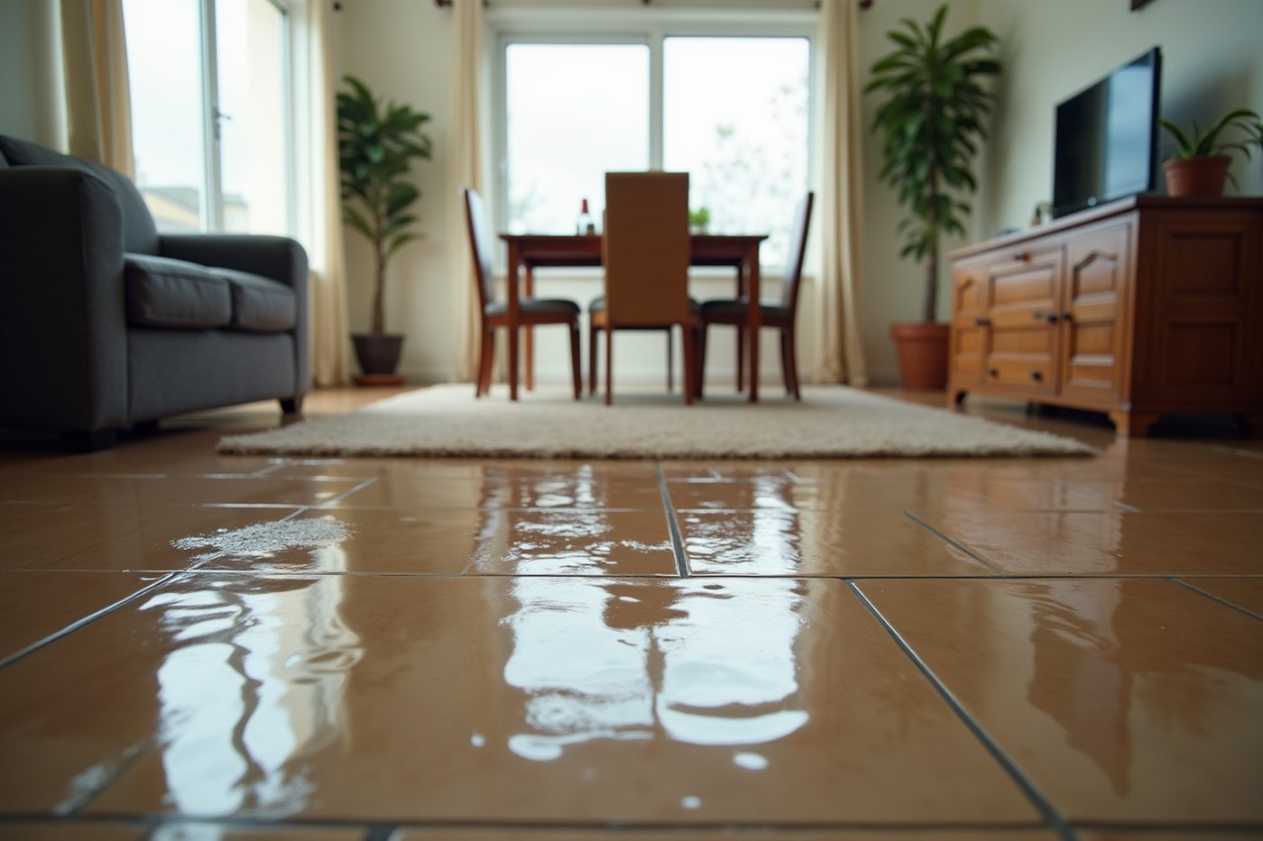 Floodwater in a Townsville home