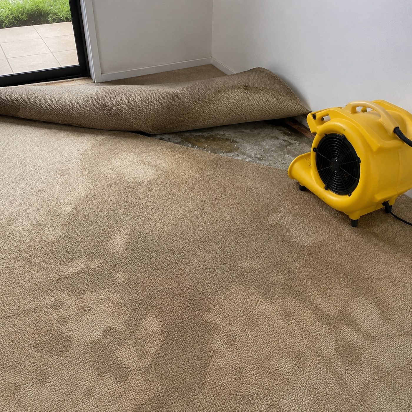 Wet carpet after a leak in a Townsville home